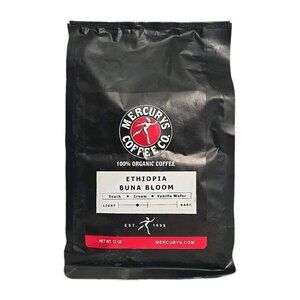 Mercurys Coffee Ethiopia Buna Bloom Peach Cream Vanilla Wafer Medium roast 12 oz